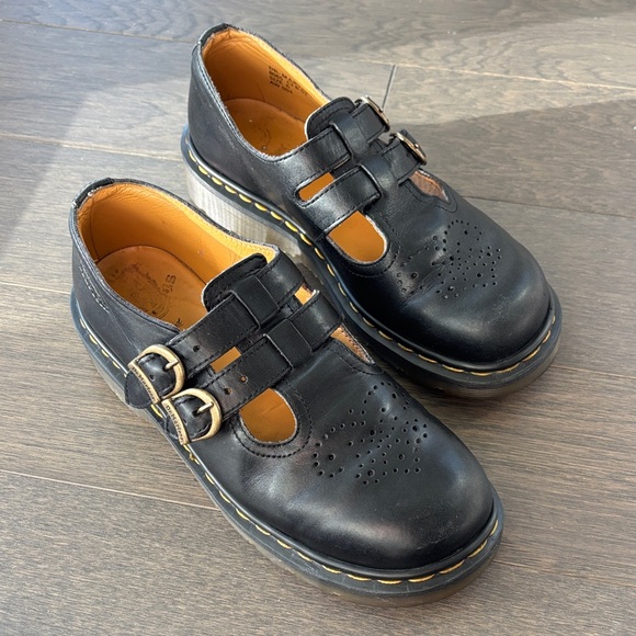 Vintage Made in England Dr. Martens Mary Jane’s - Black Leather Double Buckle - Picture 2 of 10